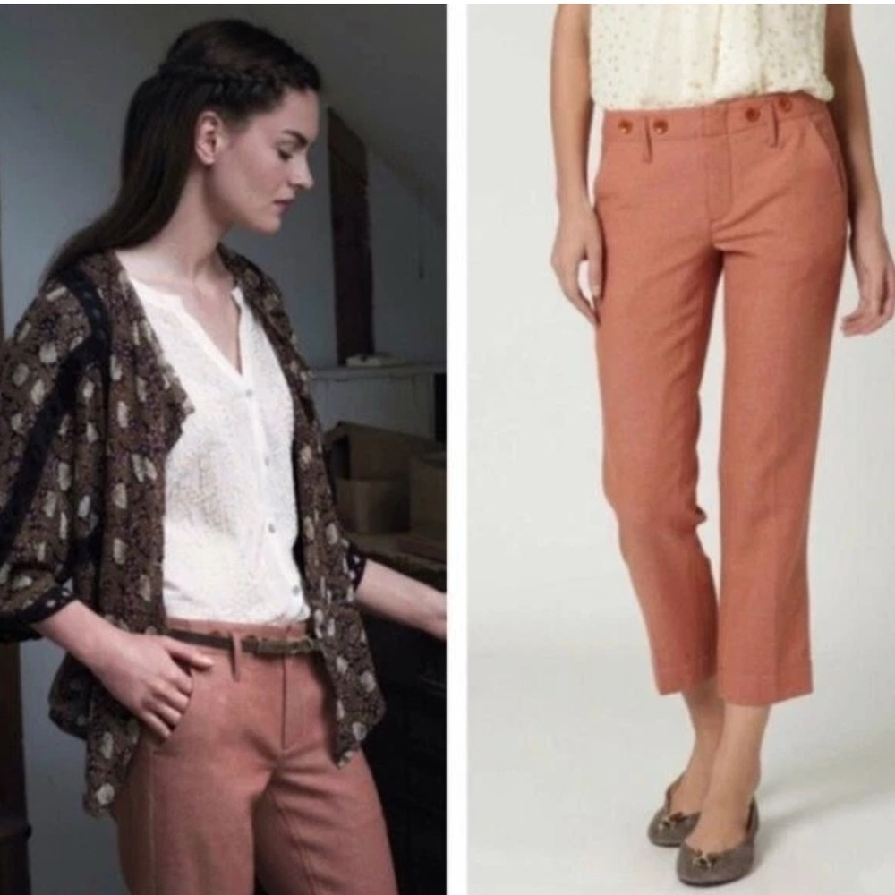 Anthropologie Paperboy by G1 Colloquium ankle herringbone wool blend trousers 2 - Picture 2 of 10